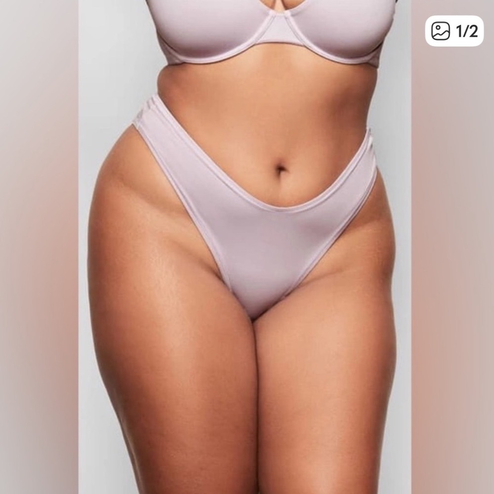 SKIMS | NWT Women's Cotton Jersey Dipped Thong Panty, Iris Mica, Size 4X